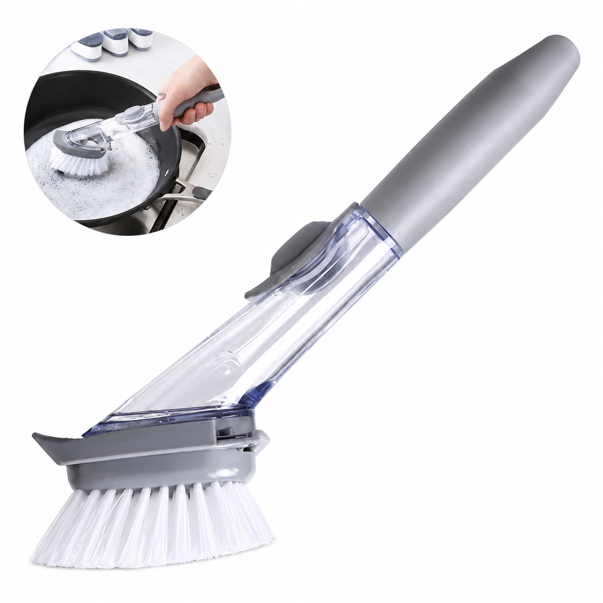 Cleaning Brush Liquid Dispenser Handle for Kitchen Long Handle with Liquid Soap Dispenser (Pack of 1)